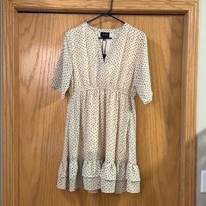 Dreamers in life polka dot short cream dress